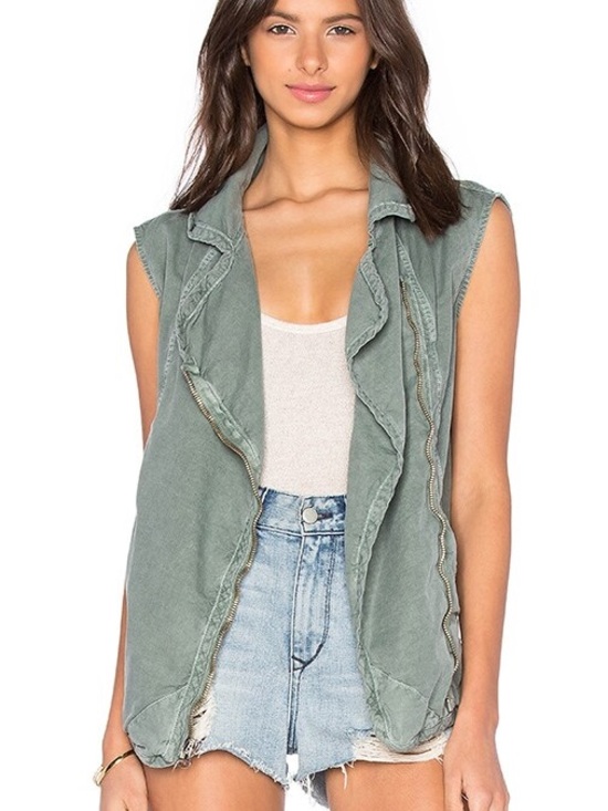 NSF Jackets & Blazers - NSF Sage Green Misty Sleeveless Belted Utility Vest